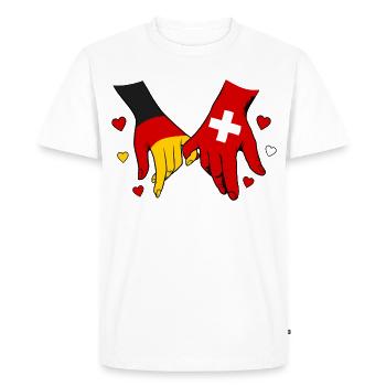 Drapeaux Allemagne Suisse se tenant la main - T-shirt Premium bio Homme - blanc - Devant - Nico (187cm)