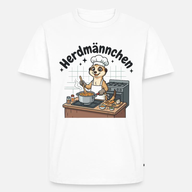 Herdmännchen Koch Erdmännchen am Herd  - Männer Premium Bio T-Shirt - Weiß