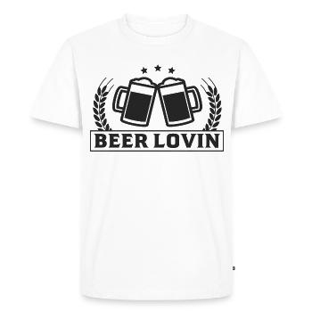 Chopes de bière Love Beer Toasts Célébrations de fête - T-shirt Premium bio Homme - blanc - Devant - Nico (187cm)