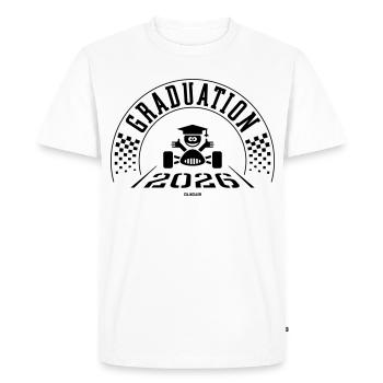 Remise des diplômes 2026 - L’école est terminée - Ligne d’arrivée - B - T-shirt Premium bio Homme - blanc - Devant - Nico (187cm)