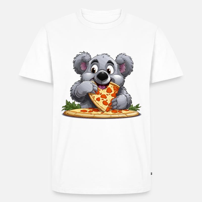 Pizza-Liebe Koala - Männer Premium Bio T-Shirt - Weiß