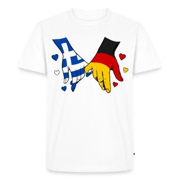 Drapeau Grèce-Allemagne se tenant la main - T-shirt Premium bio Homme - blanc - Devant - Nico (187cm)