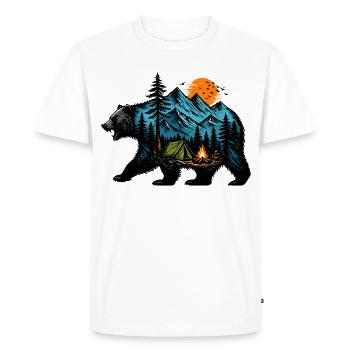 Camping nocturne: montagne et feu - T-shirt Premium bio Homme - blanc - Devant - Nico (187cm)
