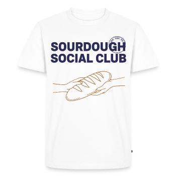 Ère de la boulangerie locale du pain au Pain Social Club du Pain Au Levain - T-shirt Premium bio Homme - blanc - Devant - Nico (187cm)