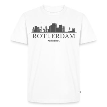 Rotterdam, Pays-Bas, silhouette de Rotterdam - T-shirt Premium bio Homme - blanc - Devant - Nico (187cm)