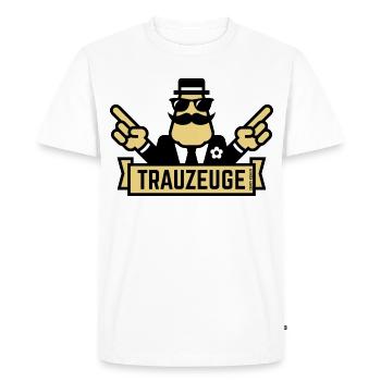 Signe de la main de garçon d’honneur (enterrement de vie de garçon / enterrement de vie de garçon / 2C) - T-shirt Premium bio Homme - blanc - Devant - Nico (187cm)