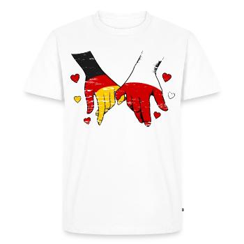 Germany Poland Flag Holding Hands - Men's Premium Organic T-Shirt - white - Front - Nico (187cm)