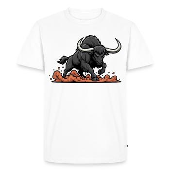 Buffle Noir Charge Mascotte Buffalo Power - T-shirt Premium bio Homme - blanc - Devant - Nico (187cm)