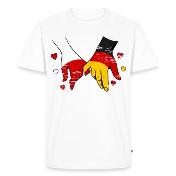 Polen_Deutschland_Flagge_Haendehalten_used - T-shirt Premium bio Homme - blanc - Devant - Nico (187cm)