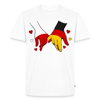 Polen_Deutschland_Flagge_Händehalten - T-shirt Premium bio Homme - blanc - Devant - Nico (187cm)