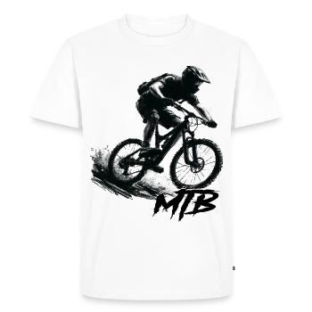 Mtb - Men's Premium Organic T-Shirt - white - Front - Nico (187cm)