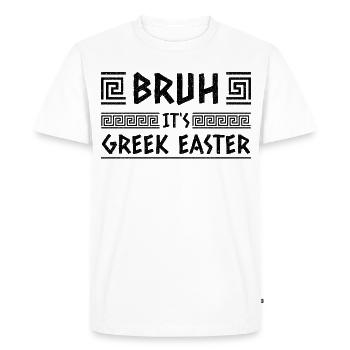 Mec, c’est la Pâque orthodoxe grecque - T-shirt Premium bio Homme - blanc - Devant - Nico (187cm)