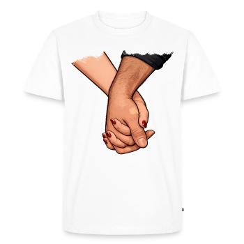 Holding hands Connected closeness - Men's Premium Organic T-Shirt - white - Front - Nico (187cm)