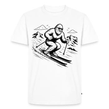 Skieurs Sasquatch Bigfoot en montagne - T-shirt Premium bio Homme - blanc - Devant - Nico (187cm)