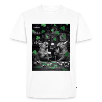 Toast à saint Patrick capybara au pub - T-shirt Premium bio Homme - blanc - Devant - Nico (187cm)