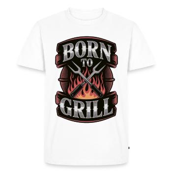 Né pour griller une chemise barbecue – Grillen Barbecue - T-shirt Premium bio Homme - blanc - Devant - Nico (187cm)