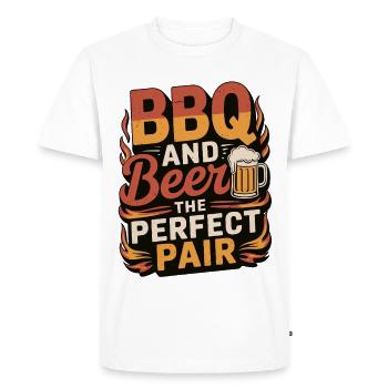 BBQ And Beer The Perfect Pair T-Shirt - Men's Premium Organic T-Shirt - white - Front - Nico (187cm)