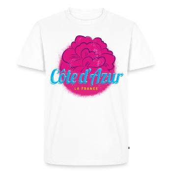 Côte d'Azur Retro Oleander France Souvenir - T-shirt Premium bio Homme - blanc - Devant - Nico (187cm)