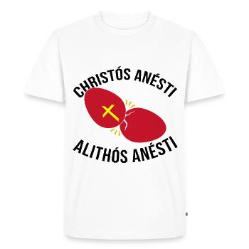 Greek Easter Christos Anesti Alithos Anesti - Men's Premium Organic T-Shirt - white - Front - Nico (187cm)