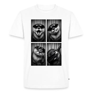 Funny otter with sunglasses in photobooth dab - Men's Premium Organic T-Shirt - white - Front - Nico (187cm)