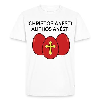 Christos Anesti Alithos Anesti Greek Easter Egg - Men's Premium Organic T-Shirt - white - Front - Nico (187cm)