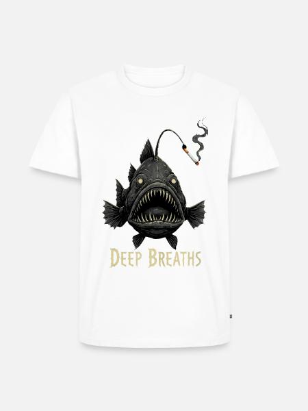 Anglerfisch Deep Breaths - Männer Premium Bio T-Shirt - Weiß