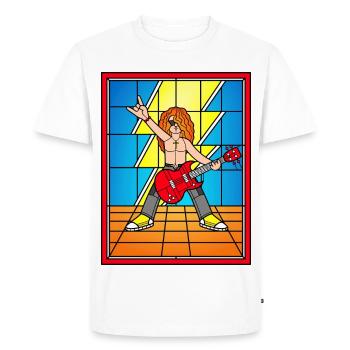 Stained Glass Rocker with Red Guitar - Men's Premium Organic T-Shirt - white - Front - Nico (187cm)