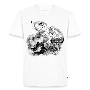 Tortue guitariste blues - T-shirt Premium bio Homme - blanc - Devant - Nico (187cm)
