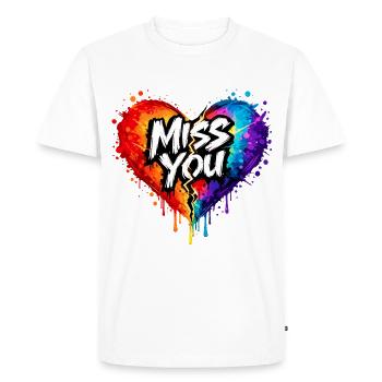 Miss You Broken Heart Art Neon Street Art Look - Men's Premium Organic T-Shirt - white - Front - Nico (187cm)