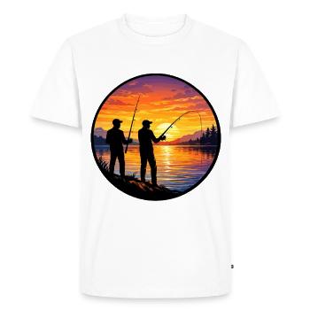 Angler sunset on the lake - Men's Premium Organic T-Shirt - white - Front - Nico (187cm)