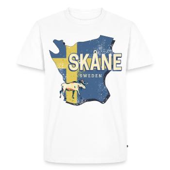 Carte de la province de Skane Suède Souvenir vintage - T-shirt Premium bio Homme - blanc - Devant - Nico (187cm)