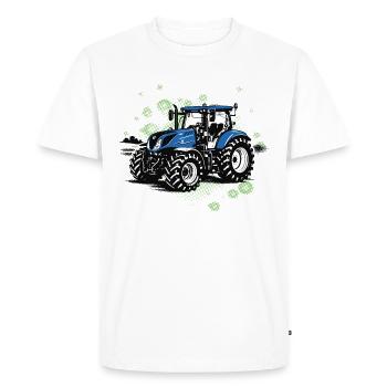 Blue Tractor – Trekker vintage en demi-teinte - T-shirt Premium bio Homme - blanc - Devant - Nico (187cm)