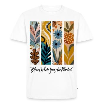 Collage de panneaux botaniques en floraison - T-shirt Premium bio Homme - blanc - Devant - Nico (187cm)