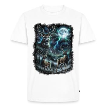 THREE Wild Deer with Moon Wildlife Designs - Men's Premium Organic T-Shirt - white - Front - Nico (187cm)