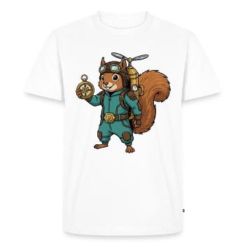 Squirrel Steampunk Aviator Jetpack Compass - Men's Premium Organic T-Shirt - white - Front - Nico (187cm)