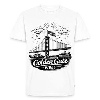 Golden Gate Vibes San Francisco Skyline - Men's Premium Organic T-Shirt - white - Front - Nico (187cm)