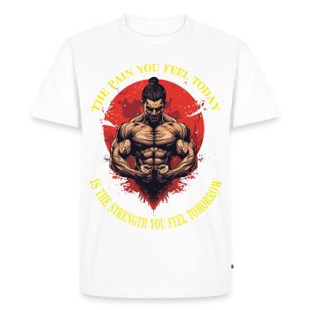 Douleur-Résistance - T-shirt Premium bio Homme - blanc - Devant - Nico (187cm)
