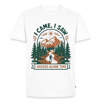 Found Solo Time | Hiking Introvert - Men's Premium Organic T-Shirt - white - Front - Nico (187cm)