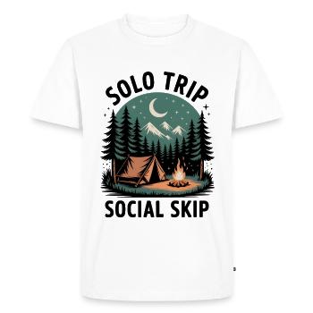 Solo instead of small talk | Camping Introvert - Men's Premium Organic T-Shirt - white - Front - Nico (187cm)