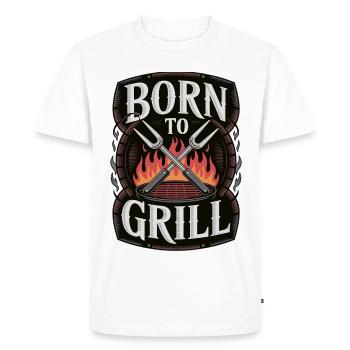 T-shirt Griller – Né pour griller le barbecue - T-shirt Premium bio Homme - blanc - Devant - Nico (187cm)