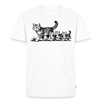 Cat mother with 3 kittens black - Men's Premium Organic T-Shirt - white - Front - Nico (187cm)