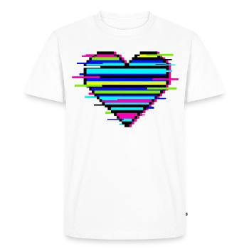 Cadeau Cœur Glitch pour les joueurs et les nerds : Amour rétro - T-shirt Premium bio Homme - blanc - Devant - Nico (187cm)