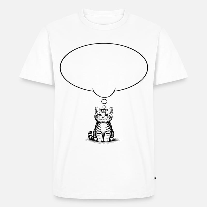 Katzenbaby_sitzend_mit_Denkblase - Männer Premium Bio T-Shirt - Weiß