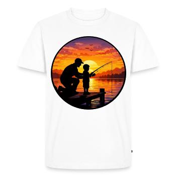 Sunset fishing with dad and child - Men's Premium Organic T-Shirt - white - Front - Nico (187cm)