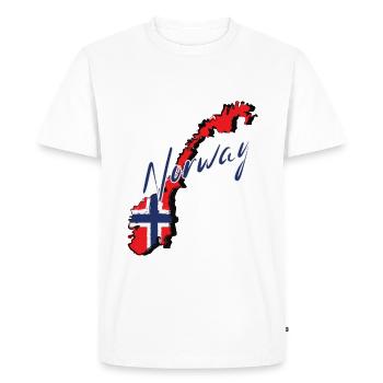 Map with Norway flag, I love Norway - Men's Premium Organic T-Shirt - white - Front - Nico (187cm)