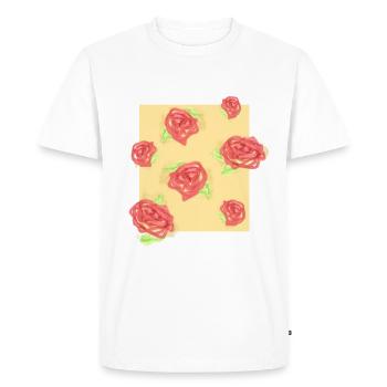 Pastel roses on cream - Men's Premium Organic T-Shirt - white - Front - Nico (187cm)