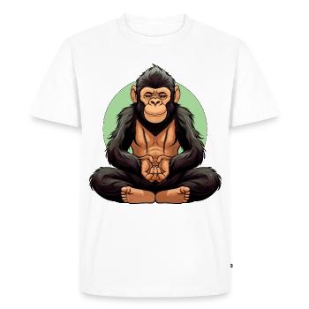 Monkey Yoga / Yogi Monkey - T-shirt Premium bio Homme - blanc - Devant - Nico (187cm)