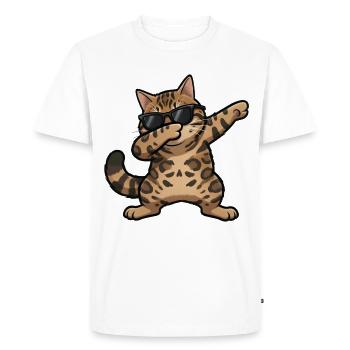 Chat du Bengale en train de s’essuyer - T-shirt Premium bio Homme - blanc - Devant - Nico (187cm)