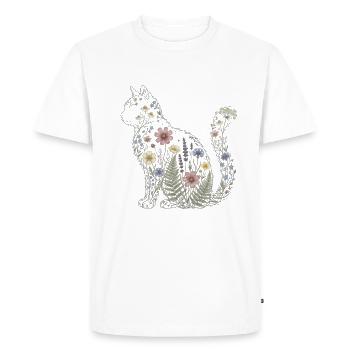 Silhouette de chat fleuri Maman Plante Maman V - T-shirt Premium bio Homme - blanc - Devant - Nico (187cm)