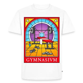 Stained Glass Gym Scene Illustration - Men's Premium Organic T-Shirt - white - Front - Nico (187cm)
